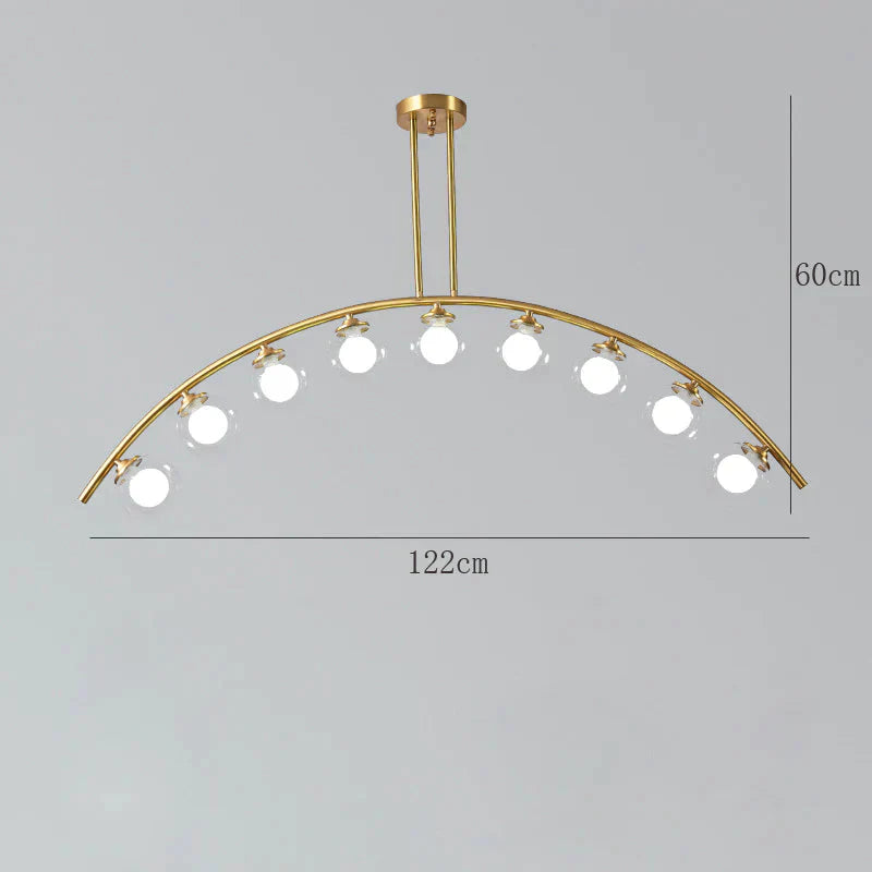 Nordic Restaurant Long Copper Chandelier Bar Minimalist Creative Personalized Glass Lamp Net Red
