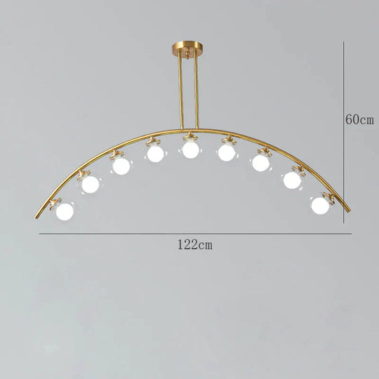 Nordic Restaurant Long Copper Chandelier Bar Minimalist Creative Personalized Glass Lamp Net Red