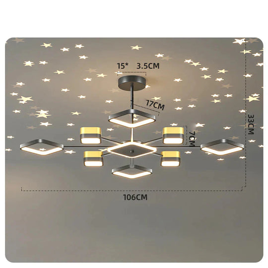 Atmosphere Light Luxury Living Room Lamp Wrought Iron Starry Sky Dining Creative Personality In The