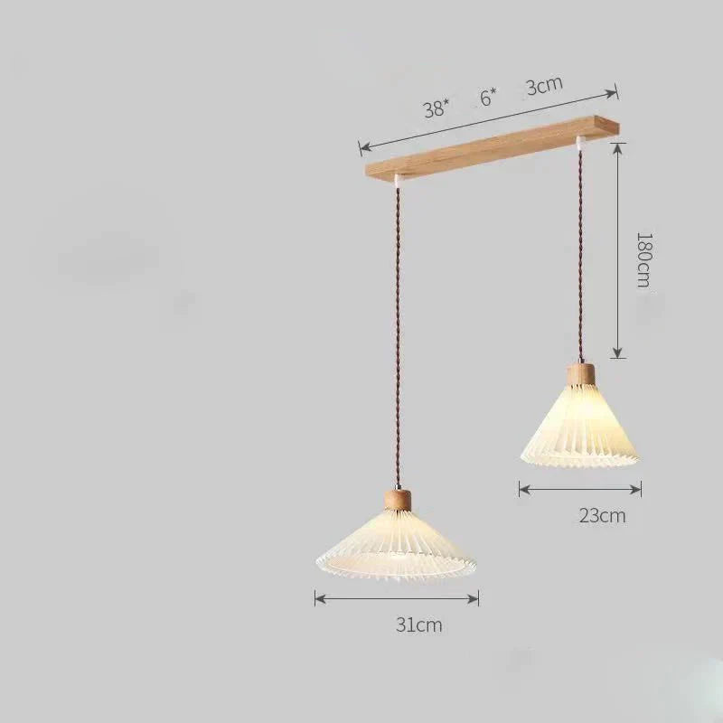 Nordic Pleated Bedside Chandelier Solid Wood Household Bedroom Dining Room B&B Minimalist Creative