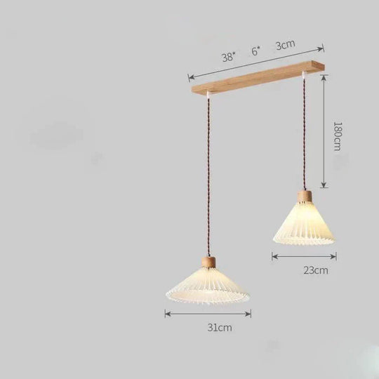 Nordic Pleated Bedside Chandelier Solid Wood Household Bedroom Dining Room B&B Minimalist Creative