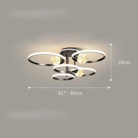 Simple Modern Atmosphere Ceiling Chandelier Living Room Lamp Bedroom Starry Lighting Black / L 81Cm
