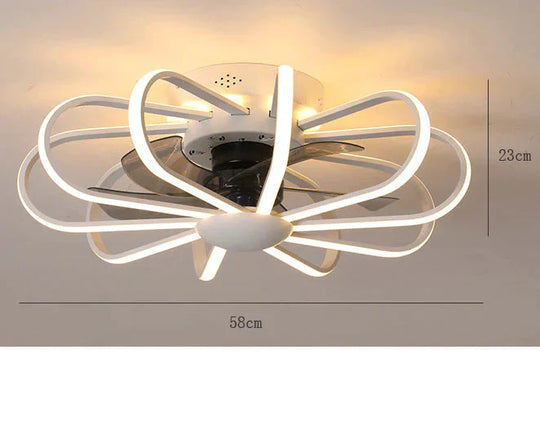 110V Lamp Creative Restaurant Fan Living Room Bedroom Integrated Ceiling White - 1 / Stepless
