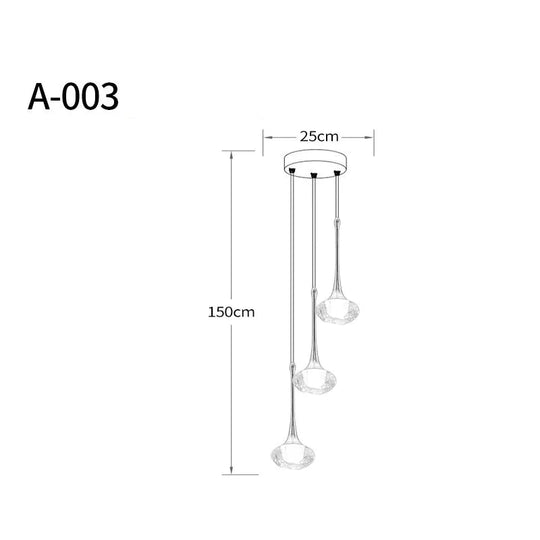 Light Luxury Duplex Villa Crystal Ball Long - Line Chandeliers A - 003 - 3 Heads / Warm Light
