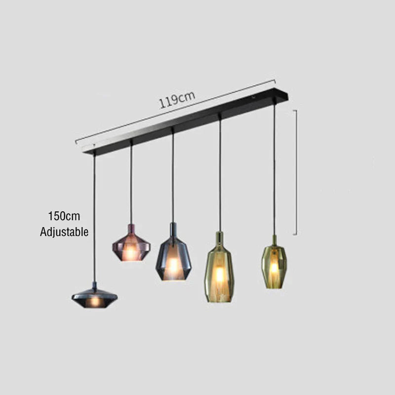 Creative Stained Glass Chandelier Nordic Single - Headed 5 Heads / Warm Light Pendant