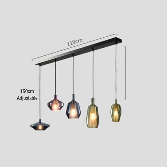 Creative Stained Glass Chandelier Nordic Single - Headed 5 Heads / Warm Light Pendant