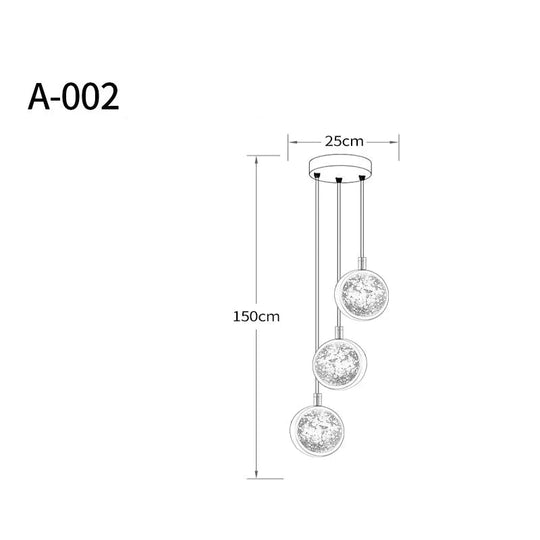 Light Luxury Duplex Villa Crystal Ball Long - Line Chandeliers A - 002 - 3 Heads / Warm Light