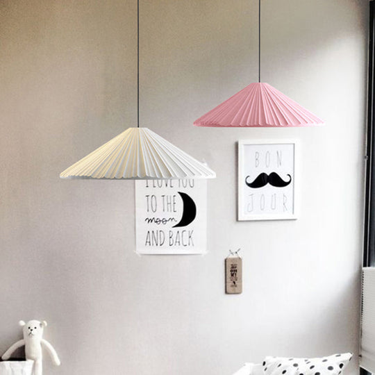 Federica - Nordic White/Pink/Blue Ribbed Cone Pendant Light Style 1 Living Room Hanging Lamp