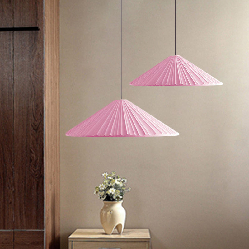 Federica - Nordic White/Pink/Blue Ribbed Cone Pendant Light Style 1 Living Room Hanging Lamp