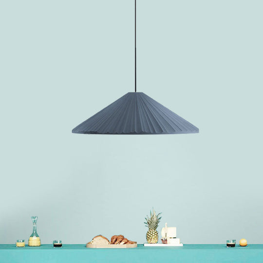 Federica - Nordic White/Pink/Blue Ribbed Cone Pendant Light Style 1 Living Room Hanging Lamp