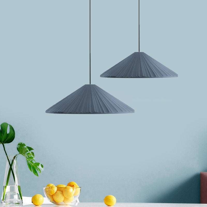 Federica - Nordic White/Pink/Blue Ribbed Cone Pendant Light Style 1 Living Room Hanging Lamp