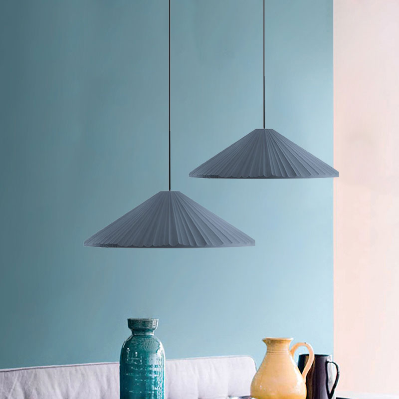 Federica - Nordic White/Pink/Blue Ribbed Cone Pendant Light Style 1 Living Room Hanging Lamp