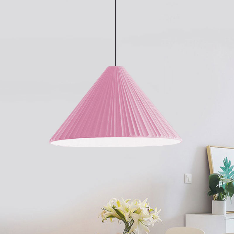 Federica - Nordic White/Pink/Blue Ribbed Cone Pendant Light Style 1 Living Room Hanging Lamp