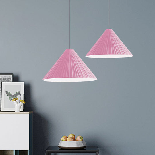 Federica - Nordic White/Pink/Blue Ribbed Cone Pendant Light Style 1 Living Room Hanging Lamp