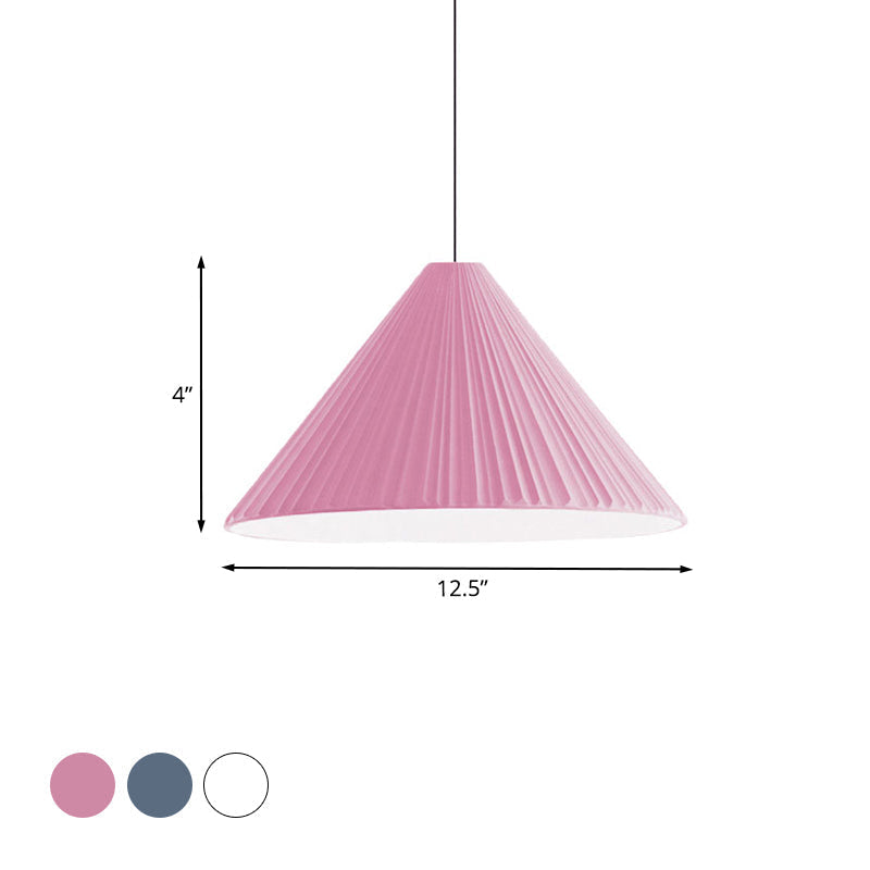 Federica - Nordic White/Pink/Blue Ribbed Cone Pendant Light Style 1 Living Room Hanging Lamp