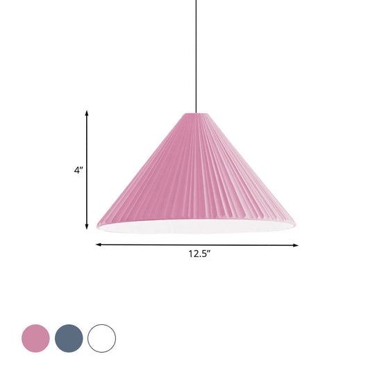 Federica - Nordic White/Pink/Blue Ribbed Cone Pendant Light Style 1 Living Room Hanging Lamp