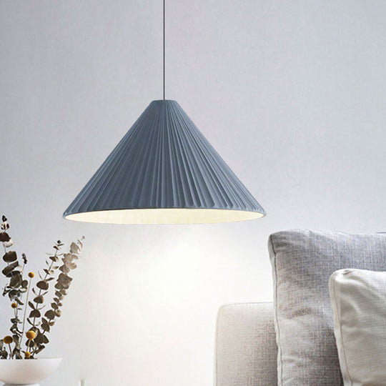 Federica - Nordic White/Pink/Blue Ribbed Cone Pendant Light Style 1 Living Room Hanging Lamp