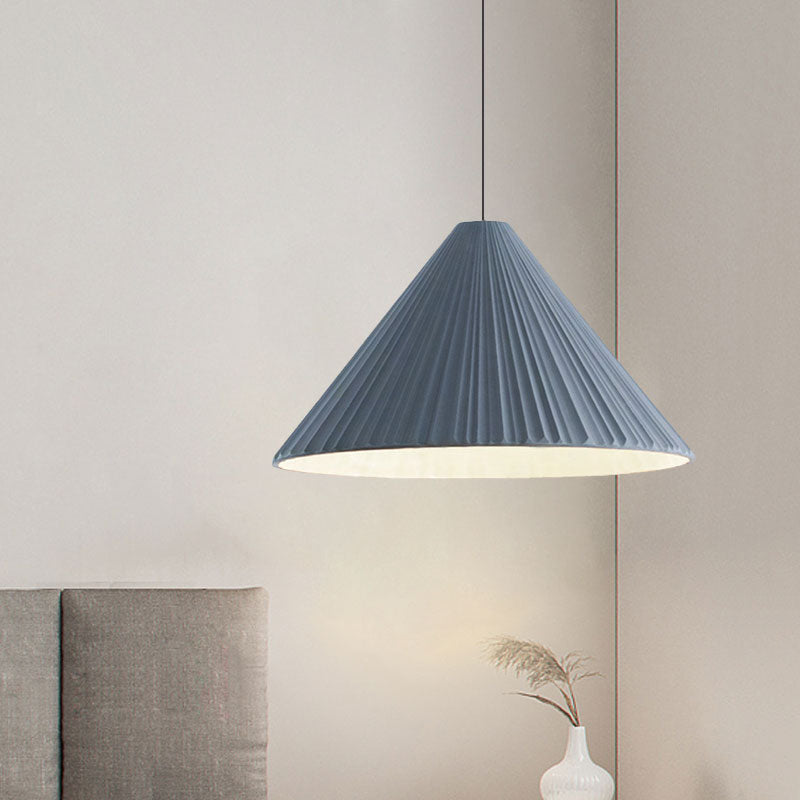 Federica - Nordic White/Pink/Blue Ribbed Cone Pendant Light Style 1 Living Room Hanging Lamp