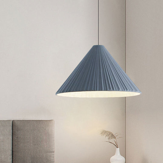 Federica - Nordic White/Pink/Blue Ribbed Cone Pendant Light Style 1 Living Room Hanging Lamp