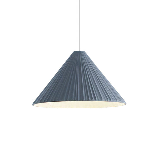 Federica - Nordic White/Pink/Blue Ribbed Cone Pendant Light Style 1 Living Room Hanging Lamp