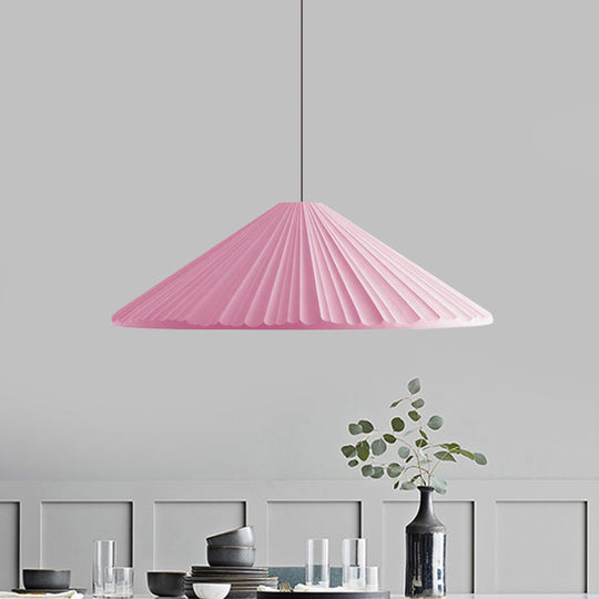 Federica - Nordic White/Pink/Blue Ribbed Cone Pendant Light Style 1 Living Room Hanging Lamp