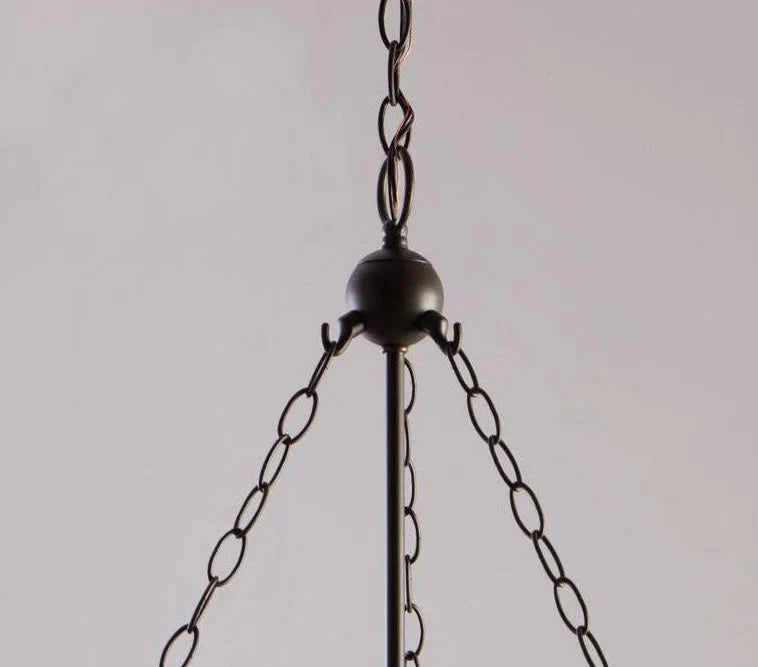 Round American Country Glass Chandelier Candle Lamp Bucket Pendant