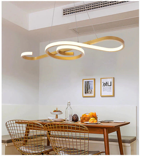 Nordic Post - Modern Led Restaurant Chandelier Creative Simple Lighting Golden / White Light Pendant