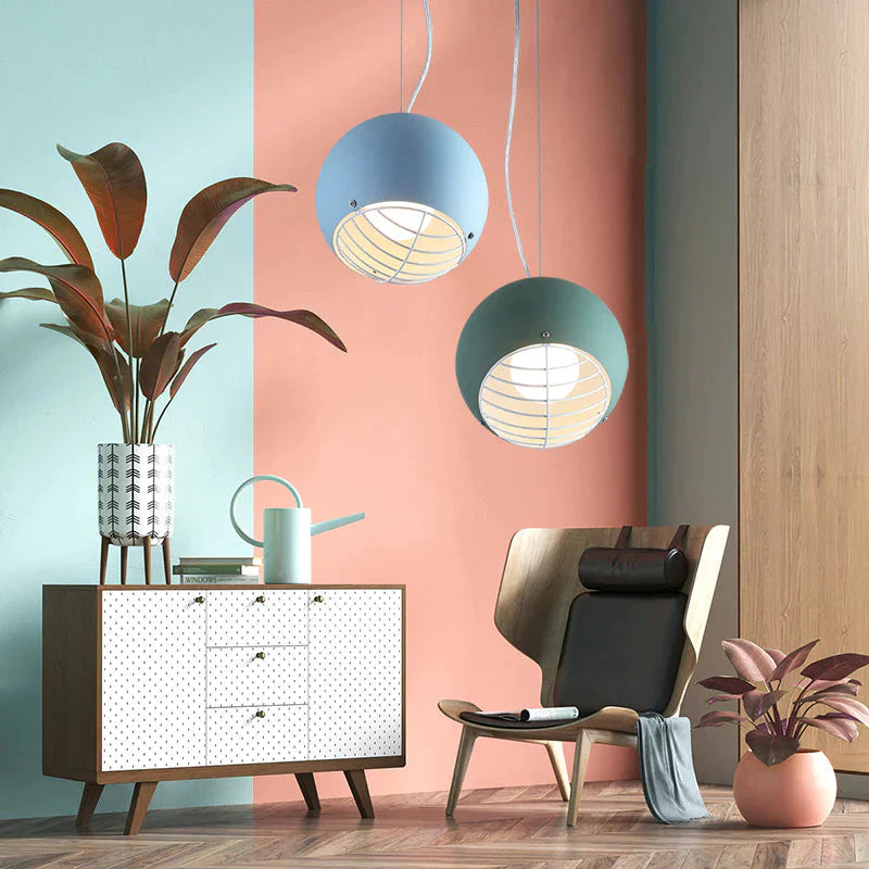 Bedroom Bedside Lamp Simple Dining Room Bar Creative Bay Window Chandelier Single Head Metal Round