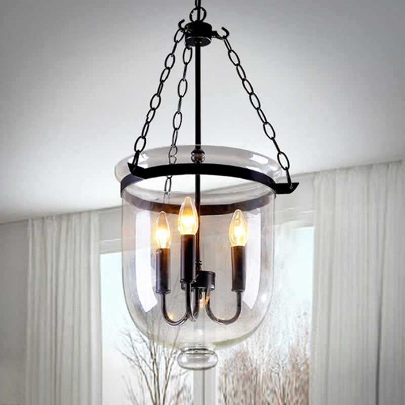 Birdun - Industrial 3 - Light Suspension Chandelier With Clear Glass Urn Shade