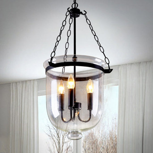 Birdun - Industrial 3 - Light Suspension Chandelier With Clear Glass Urn Shade