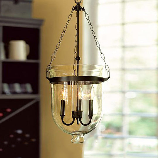 Birdun - Industrial 3 - Light Suspension Chandelier With Clear Glass Urn Shade