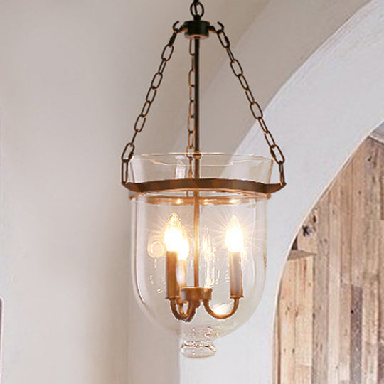 Birdun - Industrial 3 - Light Suspension Chandelier With Clear Glass Urn Shade