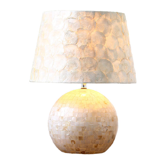 Aldib - Minimalist Globe Drum Table Light Single - Bulb Shell Night Stand Lamp