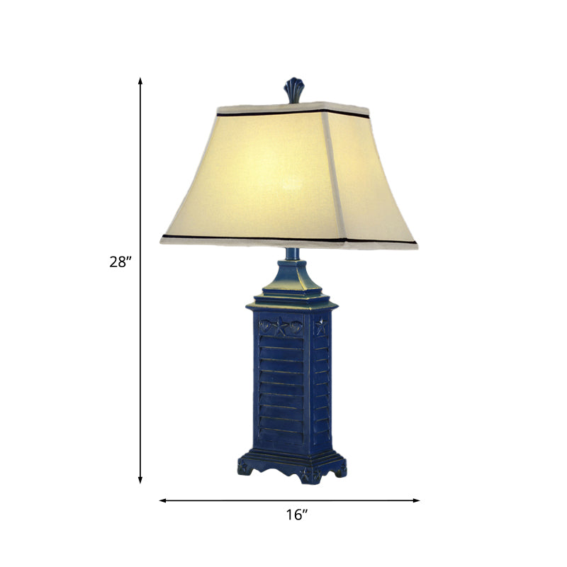 Angélique - Retro 1 - Light Pagoda Night Table Lamp White Fabric Nightstand Light With Dark Blue