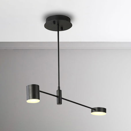 Simple Style Black/White Metal Multi - Tier Asymmetrical 2/4/6/8 - Head Pendant Light In