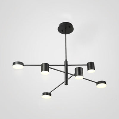 Simple Style Black/White Metal Multi - Tier Asymmetrical 2/4/6/8 - Head Pendant Light In