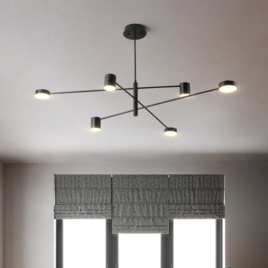 Simple Style Black/White Metal Multi - Tier Asymmetrical 2/4/6/8 - Head Pendant Light In