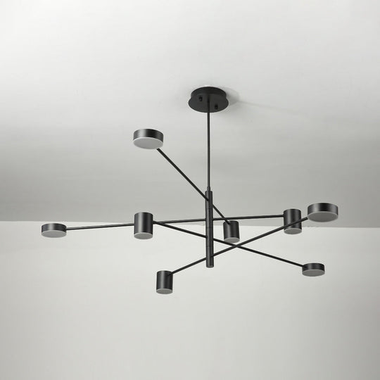 Simple Style Black/White Metal Multi - Tier Asymmetrical 2/4/6/8 - Head Pendant Light In