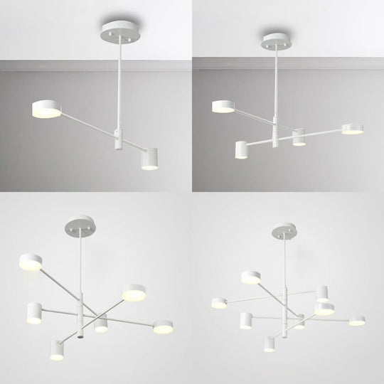 Simple Style Black/White Metal Multi - Tier Asymmetrical 2/4/6/8 - Head Pendant Light In