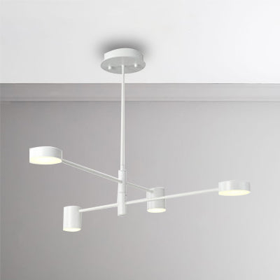 Simple Style Black/White Metal Multi - Tier Asymmetrical 2/4/6/8 - Head Pendant Light In