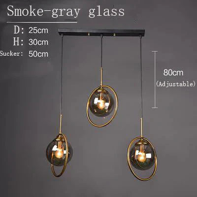 Nordic Gold Iron Chandelier Creative Post Modern Simple Bedroom Bedside Bar Coffee Restaurant Glass