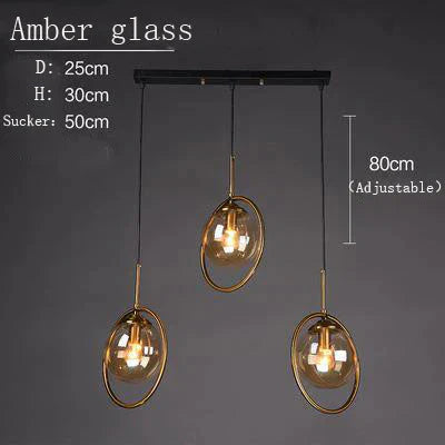 Nordic Gold Iron Chandelier Creative Post Modern Simple Bedroom Bedside Bar Coffee Restaurant Glass