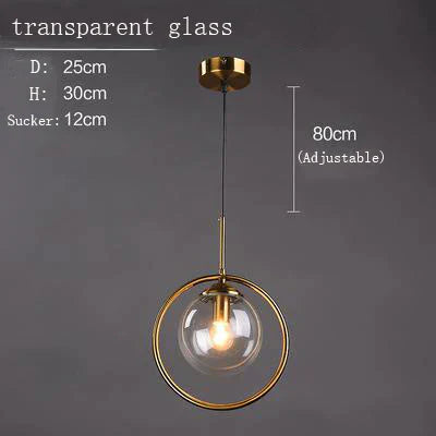 Nordic Gold Iron Chandelier Creative Post Modern Simple Bedroom Bedside Bar Coffee Restaurant Glass
