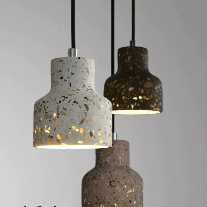 Semi - Transparent Cement Chandelier Creative Personality Bedside Dining Room Terrazzo Color Led