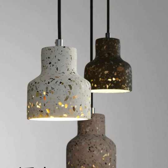 Semi - Transparent Cement Chandelier Creative Personality Bedside Dining Room Terrazzo Color Led