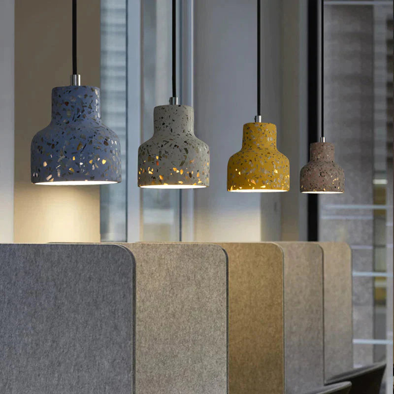 Semi - Transparent Cement Chandelier Creative Personality Bedside Dining Room Terrazzo Color Led