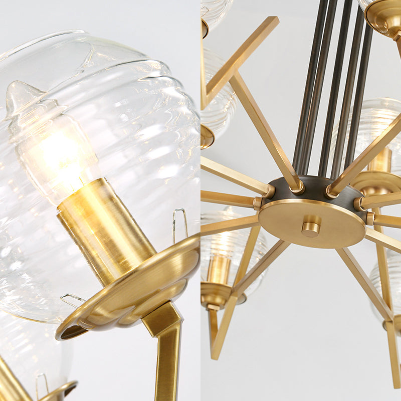 Muriel - Gold Candle Living Room Chandelier With Oval Shade Modern Elegant Pendant Light In Finish