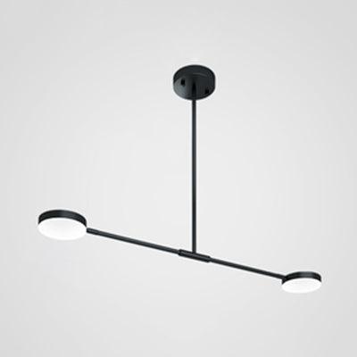 Willow - Stylish Linear Chandelier: 2/4 Lights Led Black Hanging Light 2 / White