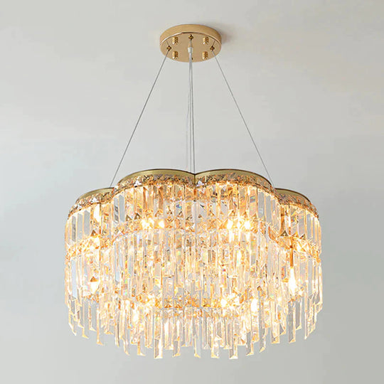 Floral Drum Chandelier Postmodern Gold Modern