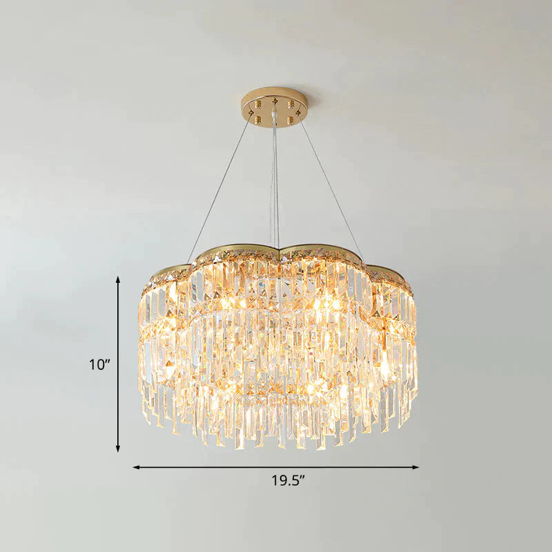 Floral Drum Chandelier Postmodern Gold Modern